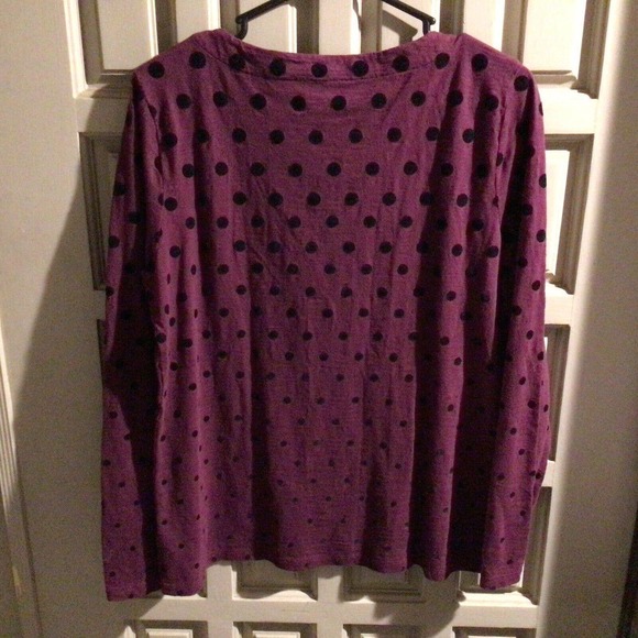 Talbots Top SzL Mulberry/Blk Polka Dots Long Sleeves Lt Weight Pre-Owned - Picture 7 of 9